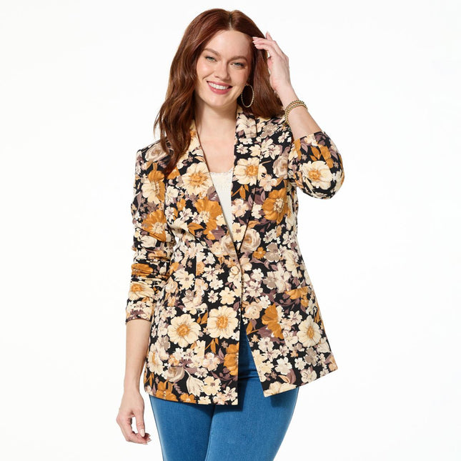 G by Giuliana Women's Chic Printed Knit Single-Breasted Blazer Jacket