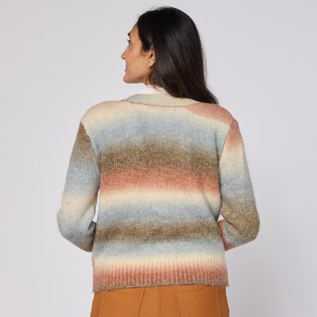 HUE Women's Ombré Knit Cardigan Soft Lightweight Cropped V-Neck Sweater