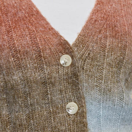 HUE Women's Ombré Knit Cardigan Soft Lightweight Cropped V-Neck Sweater
