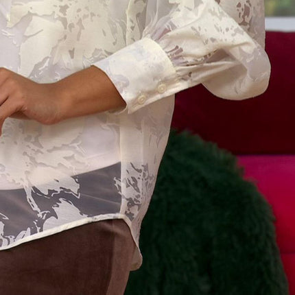 Elegant WynneCollection Embellished Chiffon Bow Blouse with Inner Tank