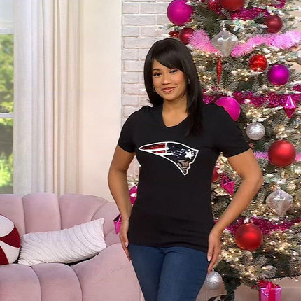 Officially Licensed NFL Women's Sequin Logo Graphic Tee by Cucé