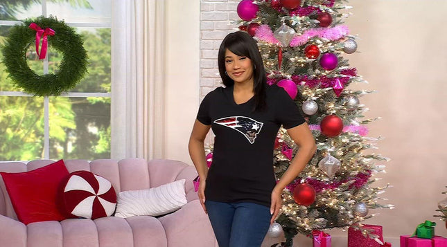 Officially Licensed NFL Women's Sequin Logo Graphic Tee by Cucé