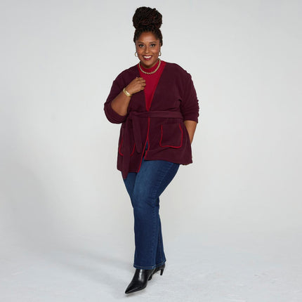 IMAN Global Chic Women's Belted Fleece Jacket – Warm, Stylish, Versatile Outerwear