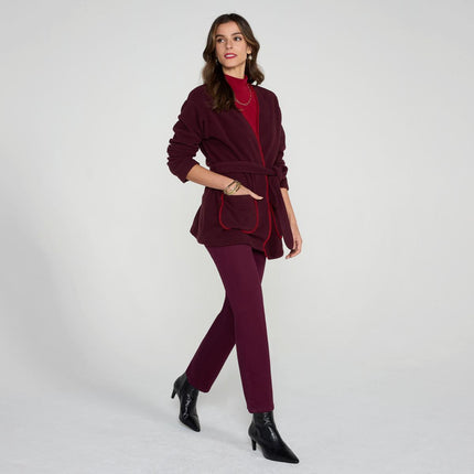 IMAN Global Chic Women's Belted Fleece Jacket – Warm, Stylish, Versatile Outerwear
