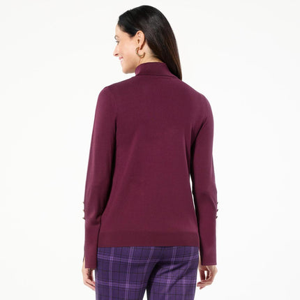 IMAN Global Chic Elegant Flounce Cuff Turtleneck Sweater for Women