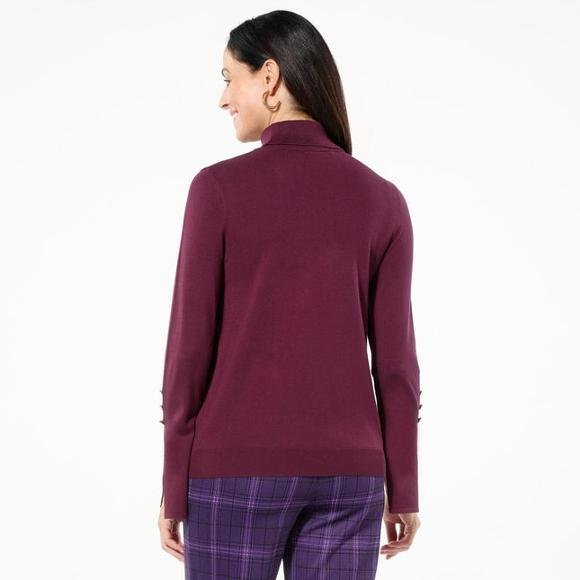 IMAN Global Chic Elegant Flounce Cuff Turtleneck Sweater for Women