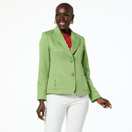 Classic Jaclyn Smith Stretch Woven Buttoned Blazer for Professional Women