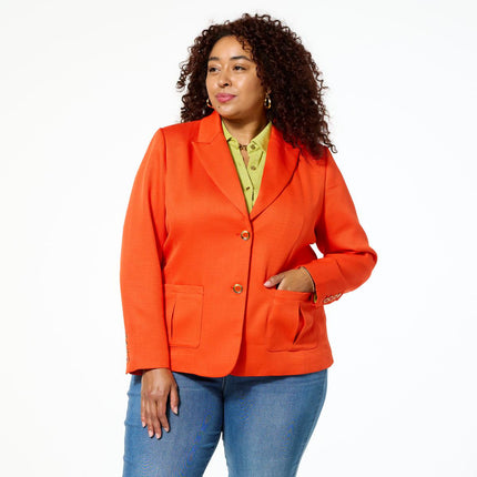 Classic Jaclyn Smith Stretch Woven Buttoned Blazer for Professional Women