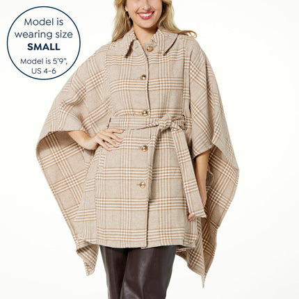 Kathy Ireland Fashion 360 Swiss Chateau Faux Wool Belted Poncho for Women
