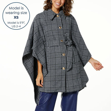 Kathy Ireland Fashion 360 Swiss Chateau Faux Wool Belted Poncho for Women