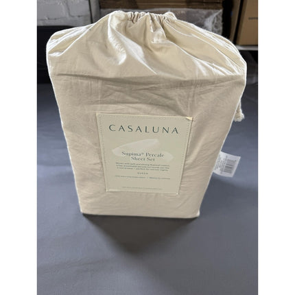 Casaluna Supima Percale Sheet Set Queen 250 Thread Count Natural