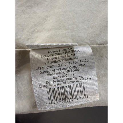Casaluna Supima Percale Sheet Set Queen 250 Thread Count Natural