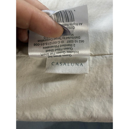 Casaluna Supima Percale Sheet Set Queen 250 Thread Count Natural