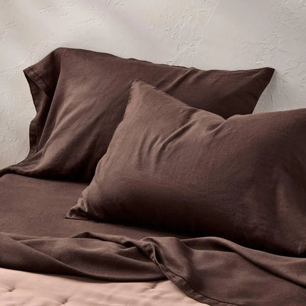 Casaluna Standard 100% Linen Pillowcases 2-Pack Dark Fig
