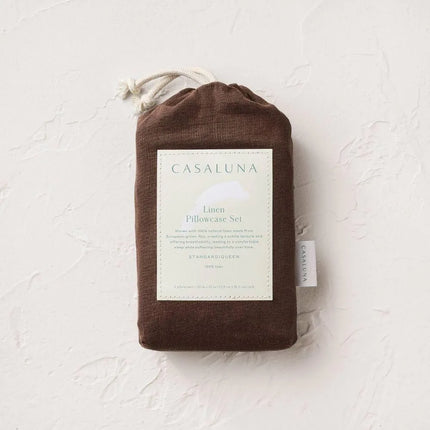 Casaluna Standard 100% Linen Pillowcases 2-Pack Dark Fig