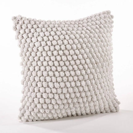 Saro Crochet Pom-Pom Square Throw Pillow 20in 100% Cotton White
