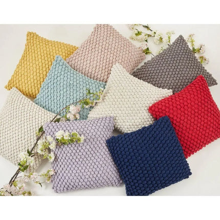 Saro Crochet Pom-Pom Square Throw Pillow 20in 100% Cotton White