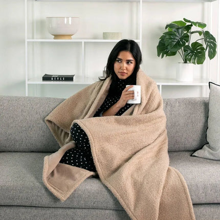 Brookstone Heated Coziest Decorative Electric Throw Blanket 50x60in Brown
