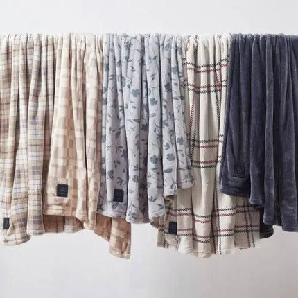 Brookstone Heated Plaid Throw Blanket 50x60in Cream Built-in Controller