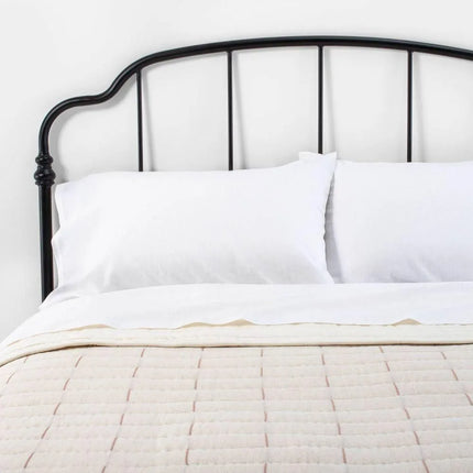 Hearth Open-Box Linen Blend Queen Sheet Set with Hem Stitch Fresh White