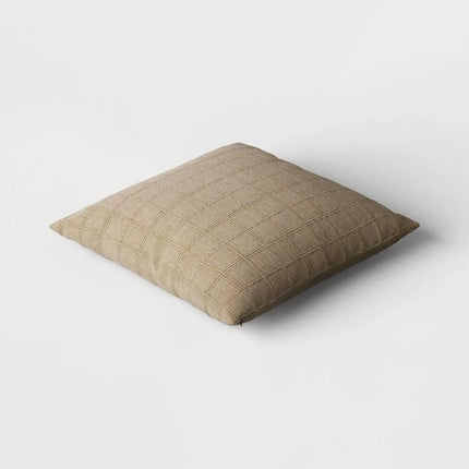 Woven Washed Windowpane Square Throw Pillow Green Oversized