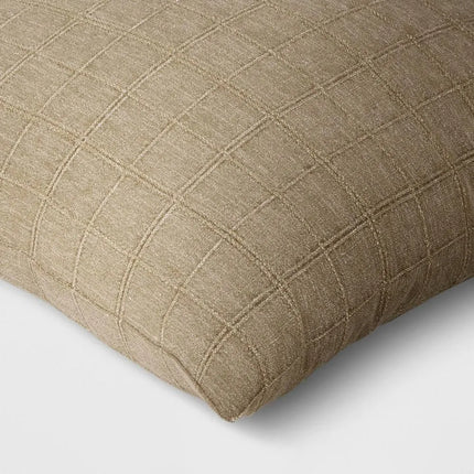 Woven Washed Windowpane Square Throw Pillow Green Oversized