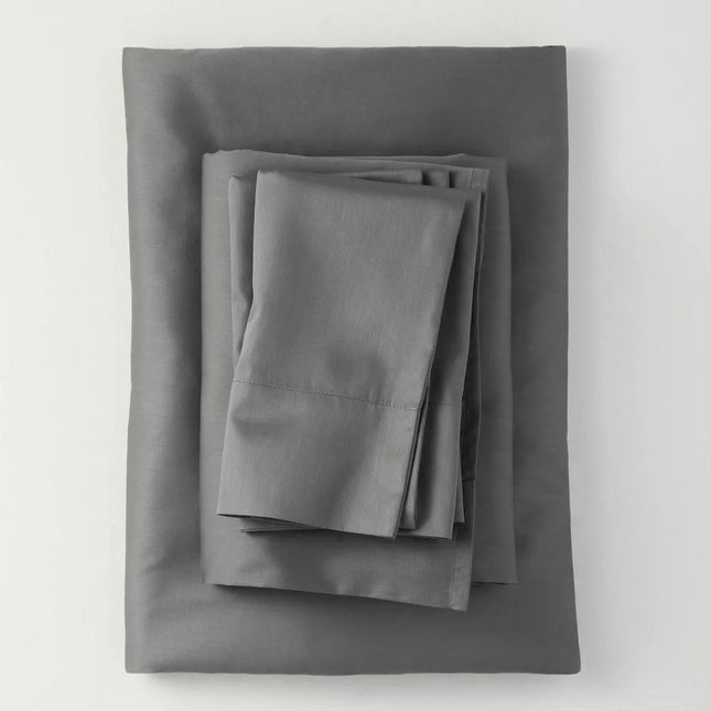 Casaluna 300 Thread Count Cotton Blend Satin Sheet Set Queen Dark Gray