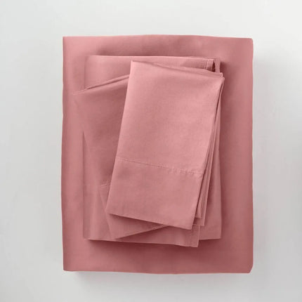 Queen 500 Thread Count Washed Supima Sateen Solid Sheet Set Rose