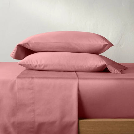 Queen 500 Thread Count Washed Supima Sateen Solid Sheet Set Rose