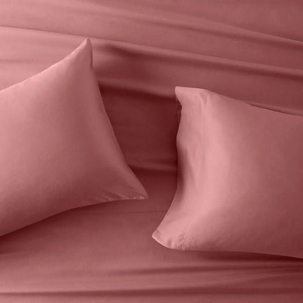 Queen 500 Thread Count Washed Supima Sateen Solid Sheet Set Rose