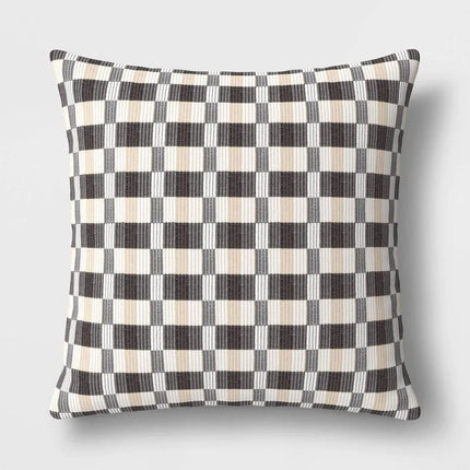Threshold Oversized Woven Linework Square Throw Pillow Black/Neutral