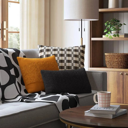 Threshold Oversized Woven Linework Square Throw Pillow Black/Neutral
