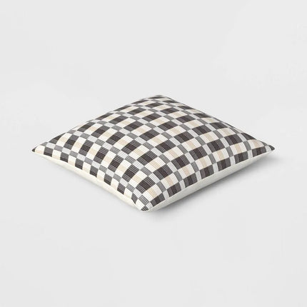 Threshold Oversized Woven Linework Square Throw Pillow Black/Neutral