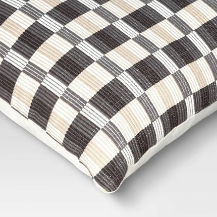 Threshold Oversized Woven Linework Square Throw Pillow Black/Neutral