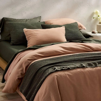 King Heavyweight Linen Blend Duvet Cover and Sham Set Light Adobe Clay