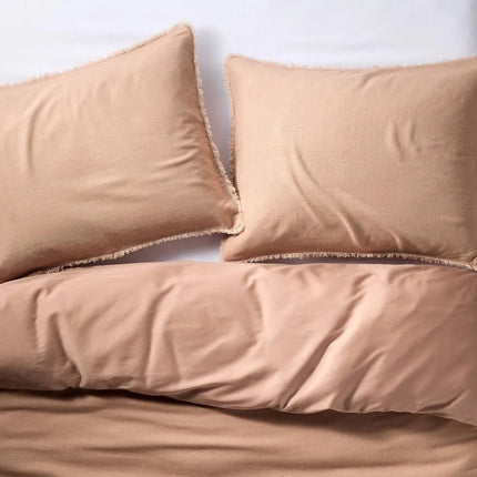 King Heavyweight Linen Blend Duvet Cover and Sham Set Light Adobe Clay
