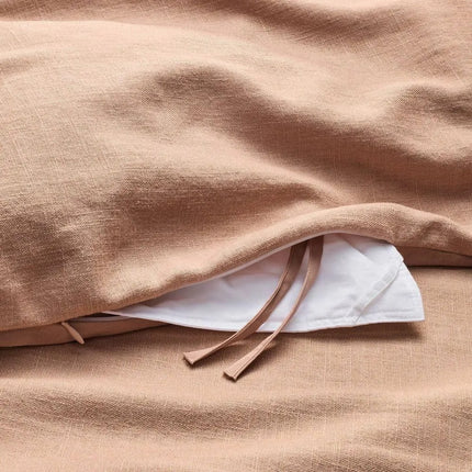 King Heavyweight Linen Blend Duvet Cover and Sham Set Light Adobe Clay
