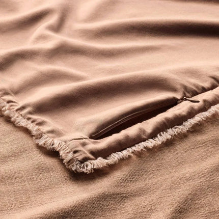 King Heavyweight Linen Blend Duvet Cover and Sham Set Light Adobe Clay