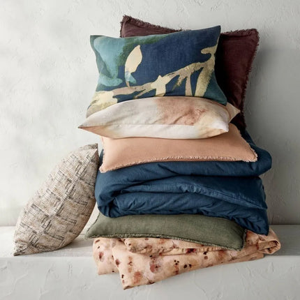 King Heavyweight Linen Blend Duvet Cover and Sham Set Light Adobe Clay