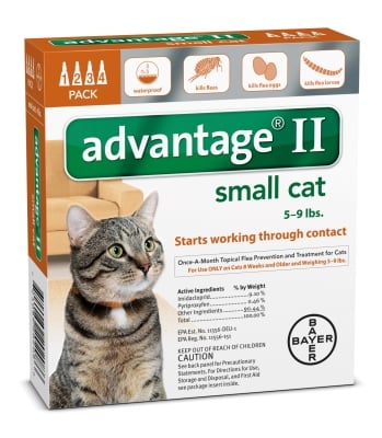 Advantage II Small Cat Vet-Recommended Flea Treatment & Prevention | Cats 5-9 lbs. | 4-Month Supply