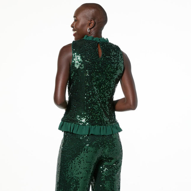 Mark & James by Badgley Mischka Chester Ruffled Sequined Tank
