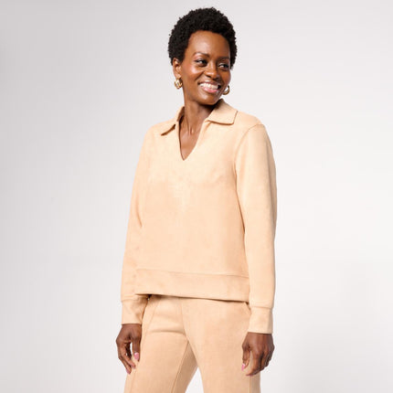 Mark James Badgley Mischka Lara Faux Suede Johnny Collar Top