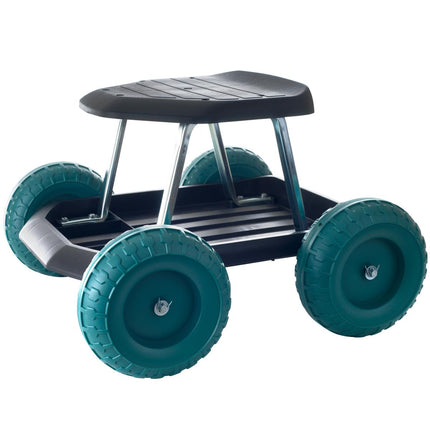 Navarro Ergonomic Rolling Garden Work Scooter with Utility Tool Tray & Wheels