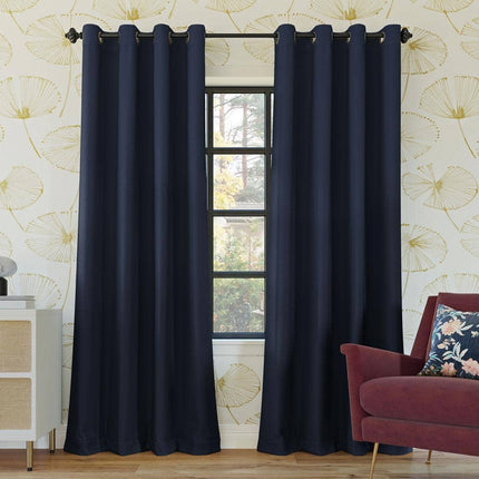 52"x54" Sun Zero 100% Blackout Oslo Theater Grade Grommet Curtain Panel Navy Blue: Solid Indoor Polyester
