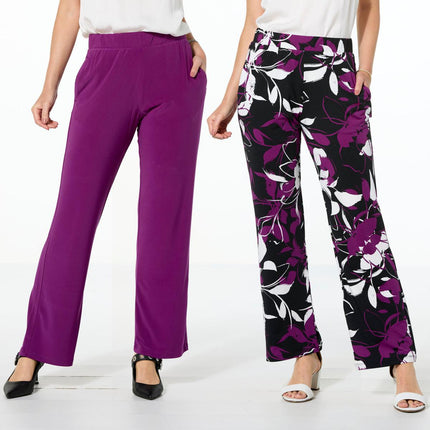 Nina Leonard 2-Pack Straight Leg Pull-On Pants with Pockets