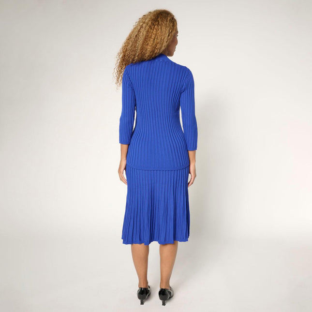 Nina Leonard Sophisticated 2-Piece Ribbed Sweater Knit Top and Skirt Set