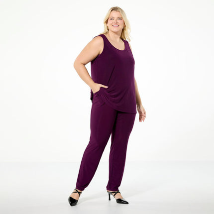 Nina Leonard Dazzling 3-Piece Sequined Top, Tank & Pant Set for Women