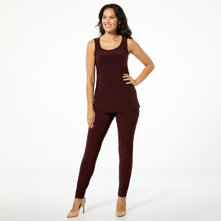 Nina Leonard Dazzling 3-Piece Sequined Top, Tank & Pant Set for Women