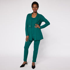 Nina Leonard Rib Knit Cardigan Tank and Pant Three Piece Set
