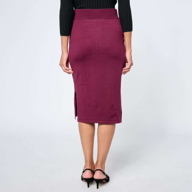 Nina Leonard Sequin Sweater Knit Skirt with Elastic Waist